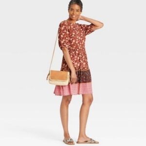 Knox Rose Tiered Knee Length Dress Boho Peasant - Relaxed Fit Size XXL